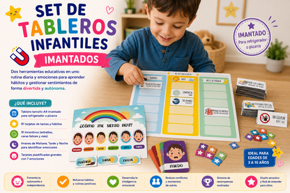 Set de Tableros Didácticos Imantados / Emociones y Rutina diaria
