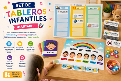 Set de Tableros Didácticos Imantados / Emociones y Rutina diaria
