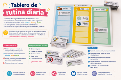 Tablero de Logros Imantado - Rutina Diaria para Niños con Pictogramas
