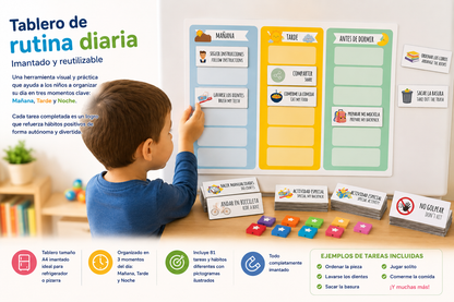 Tablero de Logros Imantado - Rutina Diaria para Niños con Pictogramas