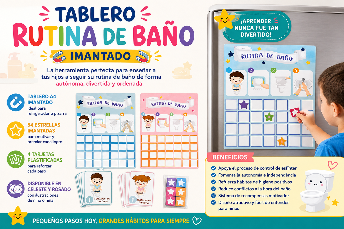 Tablero de Logros Imantado - Rutina de Baño y Control de Esfínter para Niños