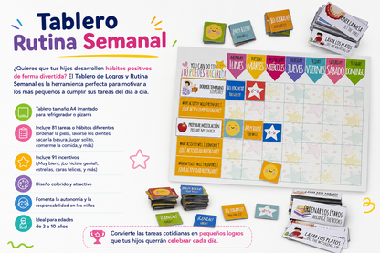 Tablero de Logros Imantado - Rutina Semanal para Niños