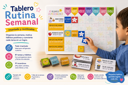 Tablero de Logros Imantado - Rutina Semanal para Niños